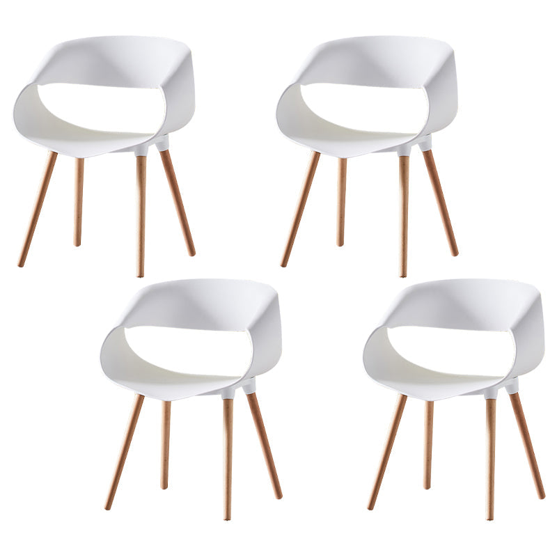 Scandinavian Armless Dining Chairs Eames Side Dining Chairs with Wood Legs White Set of 4 Clearhalo ' kitchen&dining_furn' 'Dining Chairs' 'Dining Tables & Seating' 'dining_chair' 'Furniture' 'furniture_dining_chair' 'Kitchen & Dining Furniture' 'kitchen' 3968304