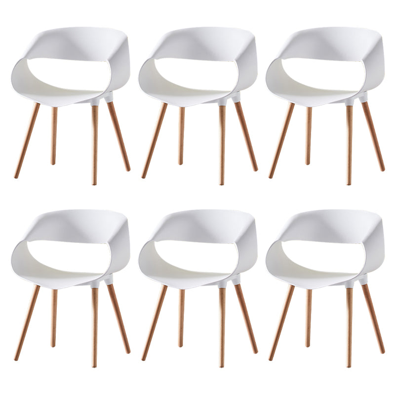 Scandinavian Armless Dining Chairs Eames Side Dining Chairs with Wood Legs White Set of 6 Clearhalo ' kitchen&dining_furn' 'Dining Chairs' 'Dining Tables & Seating' 'dining_chair' 'Furniture' 'furniture_dining_chair' 'Kitchen & Dining Furniture' 'kitchen' 3968306