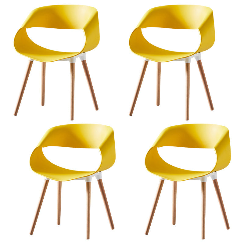 Scandinavian Armless Dining Chairs Eames Side Dining Chairs with Wood Legs Yellow Set of 4 Clearhalo ' kitchen&dining_furn' 'Dining Chairs' 'Dining Tables & Seating' 'dining_chair' 'Furniture' 'furniture_dining_chair' 'Kitchen & Dining Furniture' 'kitchen' 3968318