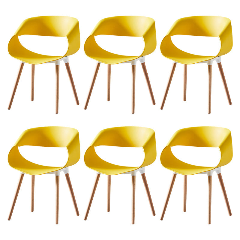 Scandinavian Armless Dining Chairs Eames Side Dining Chairs with Wood Legs Yellow Set of 6 Clearhalo ' kitchen&dining_furn' 'Dining Chairs' 'Dining Tables & Seating' 'dining_chair' 'Furniture' 'furniture_dining_chair' 'Kitchen & Dining Furniture' 'kitchen' 3968319