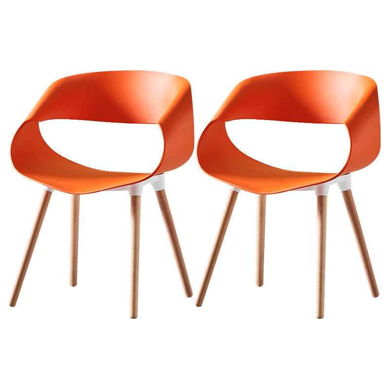 Scandinavian Armless Dining Chairs Eames Side Dining Chairs with Wood Legs Orange Set of 2 Clearhalo ' kitchen&dining_furn' 'Dining Chairs' 'Dining Tables & Seating' 'dining_chair' 'Furniture' 'furniture_dining_chair' 'Kitchen & Dining Furniture' 'kitchen' 3968320