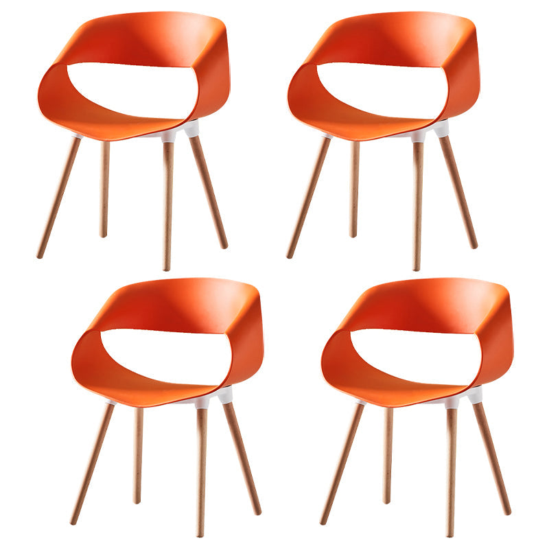 Scandinavian Armless Dining Chairs Eames Side Dining Chairs with Wood Legs Orange Set of 4 Clearhalo ' kitchen&dining_furn' 'Dining Chairs' 'Dining Tables & Seating' 'dining_chair' 'Furniture' 'furniture_dining_chair' 'Kitchen & Dining Furniture' 'kitchen' 3968321