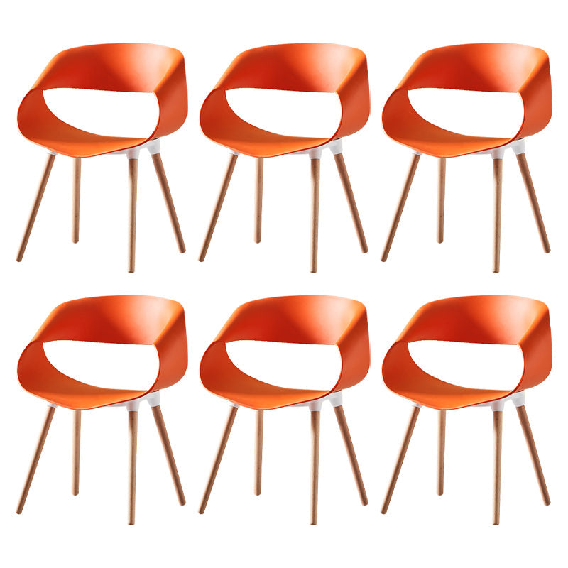 Scandinavian Armless Dining Chairs Eames Side Dining Chairs with Wood Legs Orange Set of 6 Clearhalo ' kitchen&dining_furn' 'Dining Chairs' 'Dining Tables & Seating' 'dining_chair' 'Furniture' 'furniture_dining_chair' 'Kitchen & Dining Furniture' 'kitchen' 3968322