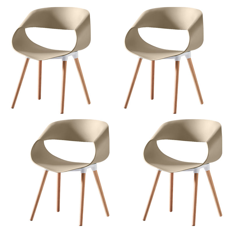 Scandinavian Armless Dining Chairs Eames Side Dining Chairs with Wood Legs Khaki Set of 4 Clearhalo ' kitchen&dining_furn' 'Dining Chairs' 'Dining Tables & Seating' 'dining_chair' 'Furniture' 'furniture_dining_chair' 'Kitchen & Dining Furniture' 'kitchen' 3968324