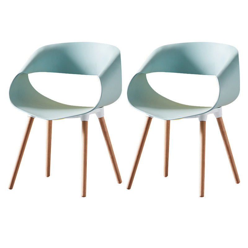 Scandinavian Armless Dining Chairs Eames Side Dining Chairs with Wood Legs Lake Blue Set of 2 Clearhalo ' kitchen&dining_furn' 'Dining Chairs' 'Dining Tables & Seating' 'dining_chair' 'Furniture' 'furniture_dining_chair' 'Kitchen & Dining Furniture' 'kitchen' 3968326