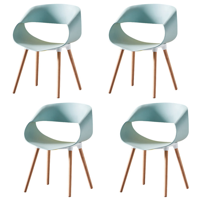 Scandinavian Armless Dining Chairs Eames Side Dining Chairs with Wood Legs Lake Blue Set of 4 Clearhalo ' kitchen&dining_furn' 'Dining Chairs' 'Dining Tables & Seating' 'dining_chair' 'Furniture' 'furniture_dining_chair' 'Kitchen & Dining Furniture' 'kitchen' 3968327