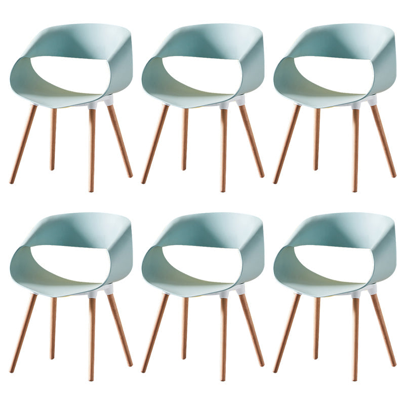 Scandinavian Armless Dining Chairs Eames Side Dining Chairs with Wood Legs Lake Blue Set of 6 Clearhalo ' kitchen&dining_furn' 'Dining Chairs' 'Dining Tables & Seating' 'dining_chair' 'Furniture' 'furniture_dining_chair' 'Kitchen & Dining Furniture' 'kitchen' 3968328