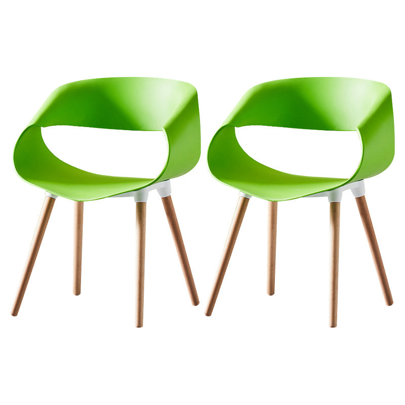 Scandinavian Armless Dining Chairs Eames Side Dining Chairs with Wood Legs Fruit Green Set of 2 Clearhalo ' kitchen&dining_furn' 'Dining Chairs' 'Dining Tables & Seating' 'dining_chair' 'Furniture' 'furniture_dining_chair' 'Kitchen & Dining Furniture' 'kitchen' 3968332