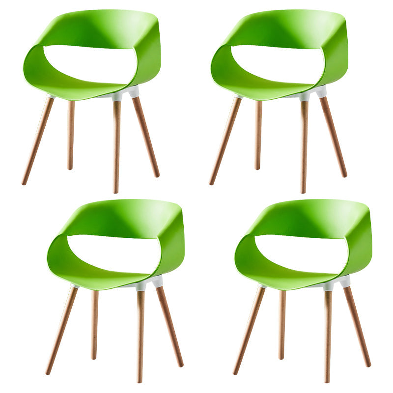 Scandinavian Armless Dining Chairs Eames Side Dining Chairs with Wood Legs Fruit Green Set of 4 Clearhalo ' kitchen&dining_furn' 'Dining Chairs' 'Dining Tables & Seating' 'dining_chair' 'Furniture' 'furniture_dining_chair' 'Kitchen & Dining Furniture' 'kitchen' 3968333
