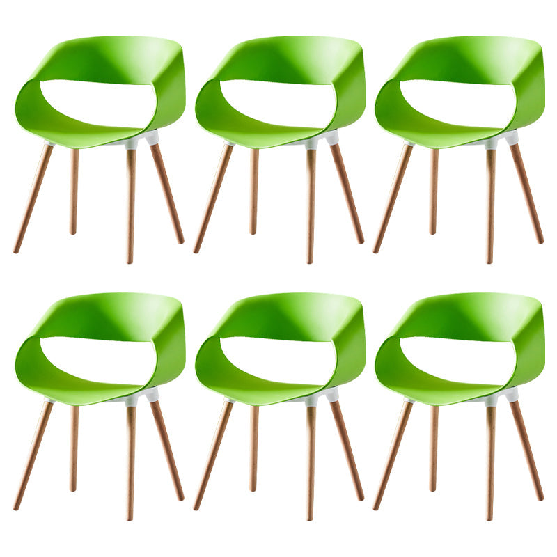 Scandinavian Armless Dining Chairs Eames Side Dining Chairs with Wood Legs Fruit Green Set of 6 Clearhalo ' kitchen&dining_furn' 'Dining Chairs' 'Dining Tables & Seating' 'dining_chair' 'Furniture' 'furniture_dining_chair' 'Kitchen & Dining Furniture' 'kitchen' 3968334