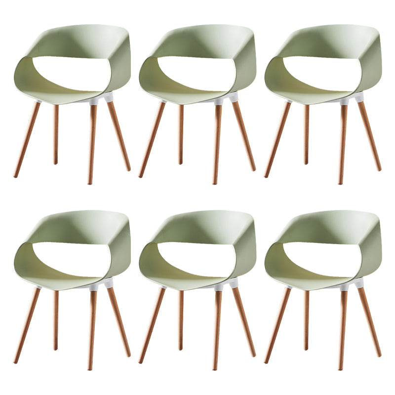 Scandinavian Armless Dining Chairs Eames Side Dining Chairs with Wood Legs Mint Green Set of 6 Clearhalo ' kitchen&dining_furn' 'Dining Chairs' 'Dining Tables & Seating' 'dining_chair' 'Furniture' 'furniture_dining_chair' 'Kitchen & Dining Furniture' 'kitchen' 3968337