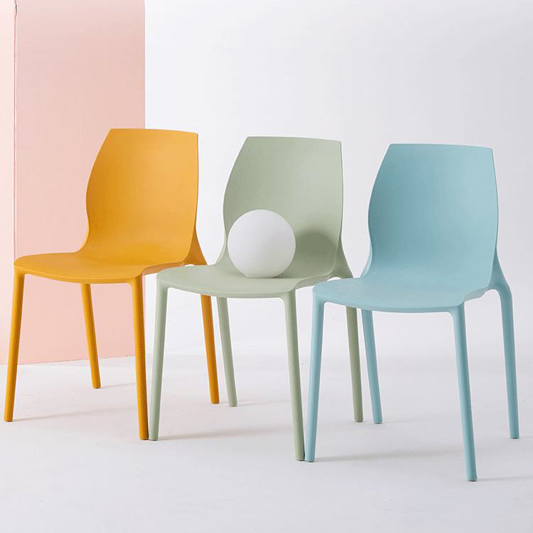 Stackable Plastic Dining Side Chair Scandinavian Solid Back Armless Dining Chairs Clearhalo ' kitchen&dining_furn' 'Dining Chairs' 'Dining Tables & Seating' 'dining_chair' 'furn' 'furn_dining_chair' 'Furniture' 'furniture_dining_chair' 'Kitchen & Dining Furniture' 'kitchen' 3968339