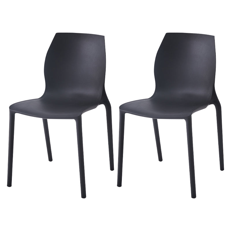 Stackable Plastic Dining Side Chair Scandinavian Solid Back Armless Dining Chairs Black 2 Piece Set Clearhalo ' kitchen&dining_furn' 'Dining Chairs' 'Dining Tables & Seating' 'dining_chair' 'furn' 'furn_dining_chair' 'Furniture' 'furniture_dining_chair' 'Kitchen & Dining Furniture' 'kitchen' 3968340