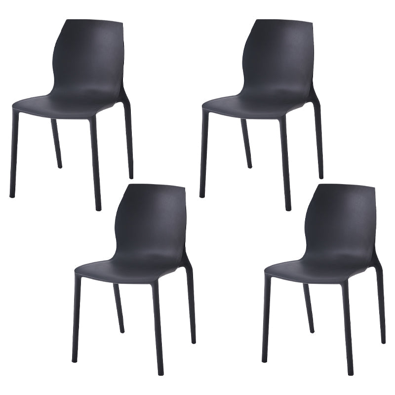 Stackable Plastic Dining Side Chair Scandinavian Solid Back Armless Dining Chairs Black 4 Piece Set Clearhalo ' kitchen&dining_furn' 'Dining Chairs' 'Dining Tables & Seating' 'dining_chair' 'furn' 'furn_dining_chair' 'Furniture' 'furniture_dining_chair' 'Kitchen & Dining Furniture' 'kitchen' 3968342