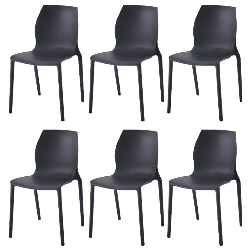 Stackable Plastic Dining Side Chair Scandinavian Solid Back Armless Dining Chairs Black 6 Piece Set Clearhalo ' kitchen&dining_furn' 'Dining Chairs' 'Dining Tables & Seating' 'dining_chair' 'furn' 'furn_dining_chair' 'Furniture' 'furniture_dining_chair' 'Kitchen & Dining Furniture' 'kitchen' 3968343