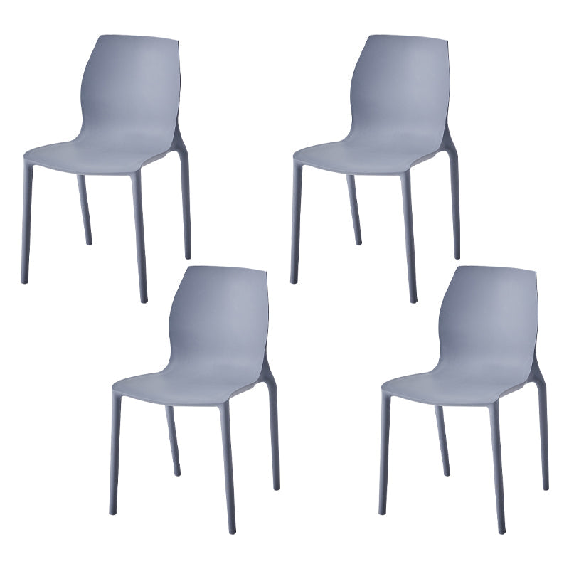 Stackable Plastic Dining Side Chair Scandinavian Solid Back Armless Dining Chairs Grey 4 Piece Set Clearhalo ' kitchen&dining_furn' 'Dining Chairs' 'Dining Tables & Seating' 'dining_chair' 'furn' 'furn_dining_chair' 'Furniture' 'furniture_dining_chair' 'Kitchen & Dining Furniture' 'kitchen' 3968348