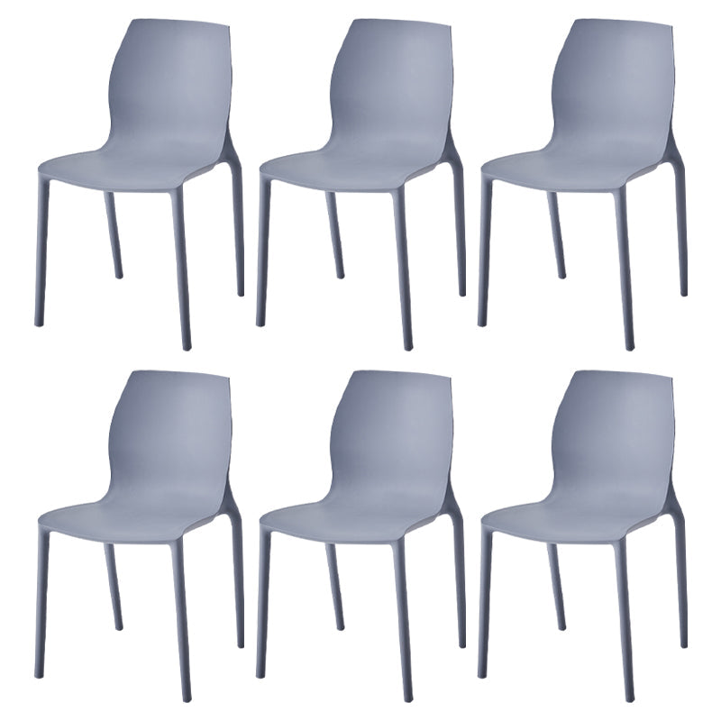 Stackable Plastic Dining Side Chair Scandinavian Solid Back Armless Dining Chairs Grey 6 Piece Set Clearhalo ' kitchen&dining_furn' 'Dining Chairs' 'Dining Tables & Seating' 'dining_chair' 'furn' 'furn_dining_chair' 'Furniture' 'furniture_dining_chair' 'Kitchen & Dining Furniture' 'kitchen' 3968350