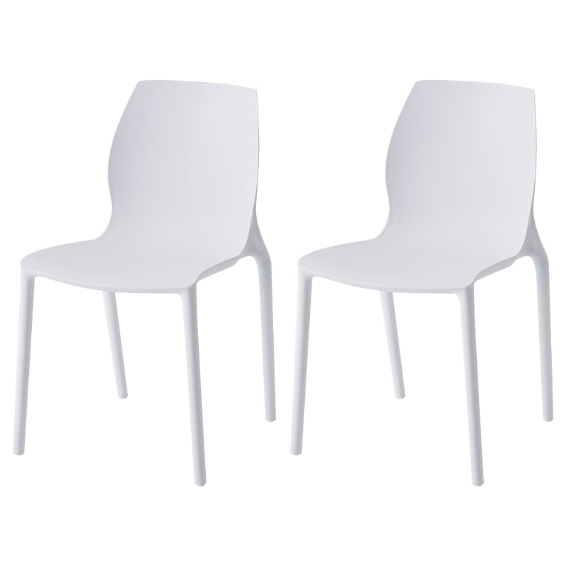 Stackable Plastic Dining Side Chair Scandinavian Solid Back Armless Dining Chairs White 2 Piece Set Clearhalo ' kitchen&dining_furn' 'Dining Chairs' 'Dining Tables & Seating' 'dining_chair' 'furn' 'furn_dining_chair' 'Furniture' 'furniture_dining_chair' 'Kitchen & Dining Furniture' 'kitchen' 3968352