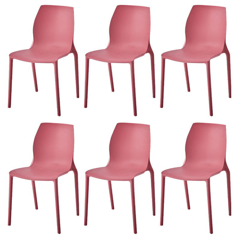 Stackable Plastic Dining Side Chair Scandinavian Solid Back Armless Dining Chairs Red 6 Piece Set Clearhalo ' kitchen&dining_furn' 'Dining Chairs' 'Dining Tables & Seating' 'dining_chair' 'furn' 'furn_dining_chair' 'Furniture' 'furniture_dining_chair' 'Kitchen & Dining Furniture' 'kitchen' 3968361
