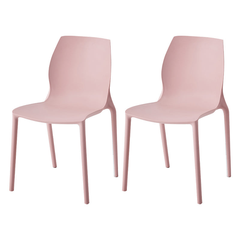 Stackable Plastic Dining Side Chair Scandinavian Solid Back Armless Dining Chairs Pink 2 Piece Set Clearhalo ' kitchen&dining_furn' 'Dining Chairs' 'Dining Tables & Seating' 'dining_chair' 'furn' 'furn_dining_chair' 'Furniture' 'furniture_dining_chair' 'Kitchen & Dining Furniture' 'kitchen' 3968362
