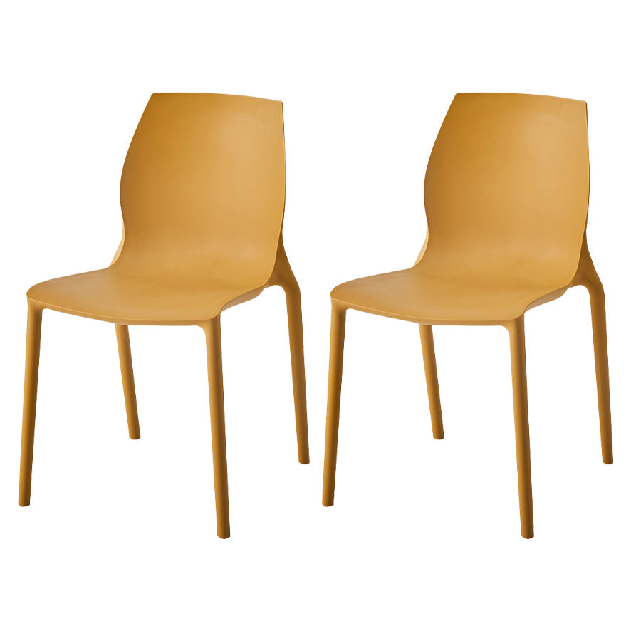 Stackable Plastic Dining Side Chair Scandinavian Solid Back Armless Dining Chairs Yellow 2 Piece Set Clearhalo ' kitchen&dining_furn' 'Dining Chairs' 'Dining Tables & Seating' 'dining_chair' 'furn' 'furn_dining_chair' 'Furniture' 'furniture_dining_chair' 'Kitchen & Dining Furniture' 'kitchen' 3968365