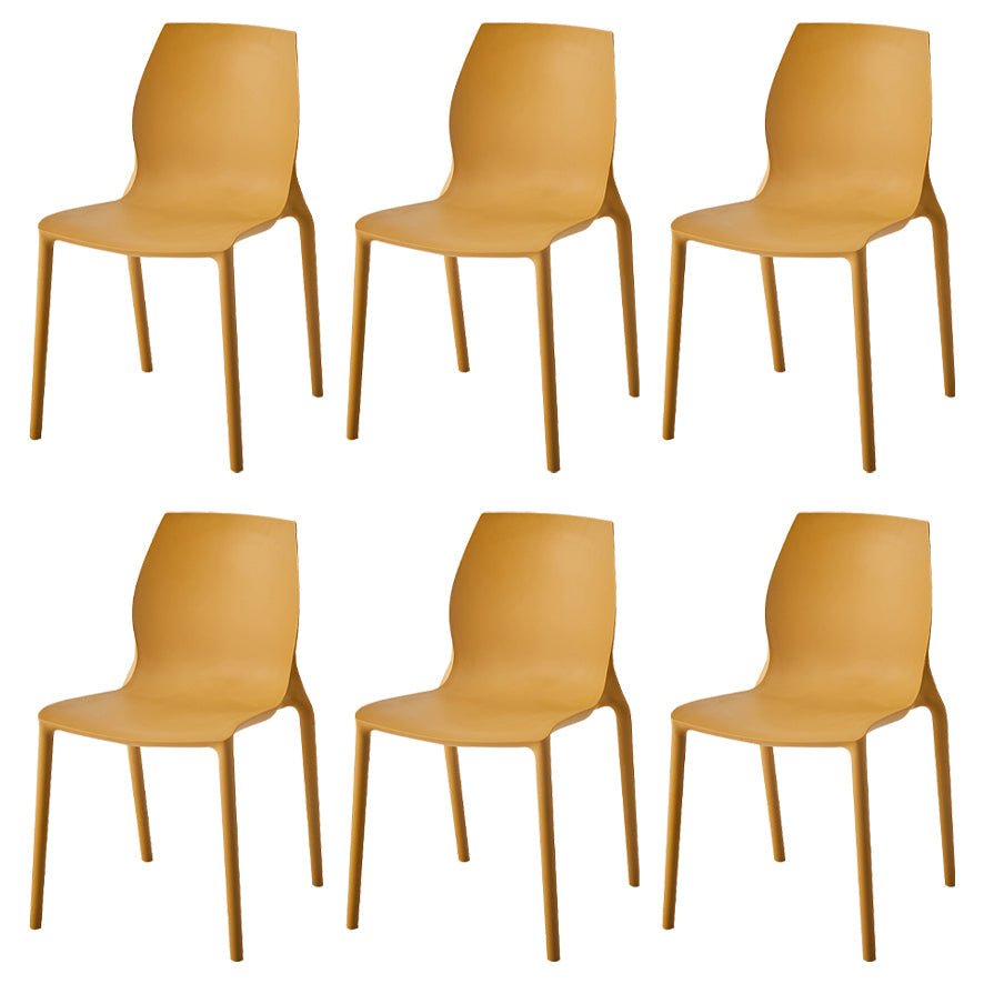 Stackable Plastic Dining Side Chair Scandinavian Solid Back Armless Dining Chairs Yellow 6 Piece Set Clearhalo ' kitchen&dining_furn' 'Dining Chairs' 'Dining Tables & Seating' 'dining_chair' 'furn' 'furn_dining_chair' 'Furniture' 'furniture_dining_chair' 'Kitchen & Dining Furniture' 'kitchen' 3968367