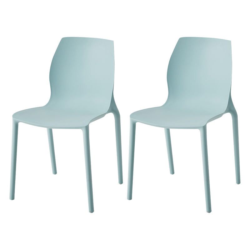 Stackable Plastic Dining Side Chair Scandinavian Solid Back Armless Dining Chairs Blue 2 Piece Set Clearhalo ' kitchen&dining_furn' 'Dining Chairs' 'Dining Tables & Seating' 'dining_chair' 'furn' 'furn_dining_chair' 'Furniture' 'furniture_dining_chair' 'Kitchen & Dining Furniture' 'kitchen' 3968368
