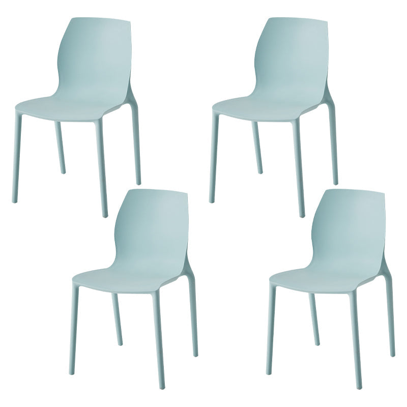 Stackable Plastic Dining Side Chair Scandinavian Solid Back Armless Dining Chairs Blue 4 Piece Set Clearhalo ' kitchen&dining_furn' 'Dining Chairs' 'Dining Tables & Seating' 'dining_chair' 'furn' 'furn_dining_chair' 'Furniture' 'furniture_dining_chair' 'Kitchen & Dining Furniture' 'kitchen' 3968369