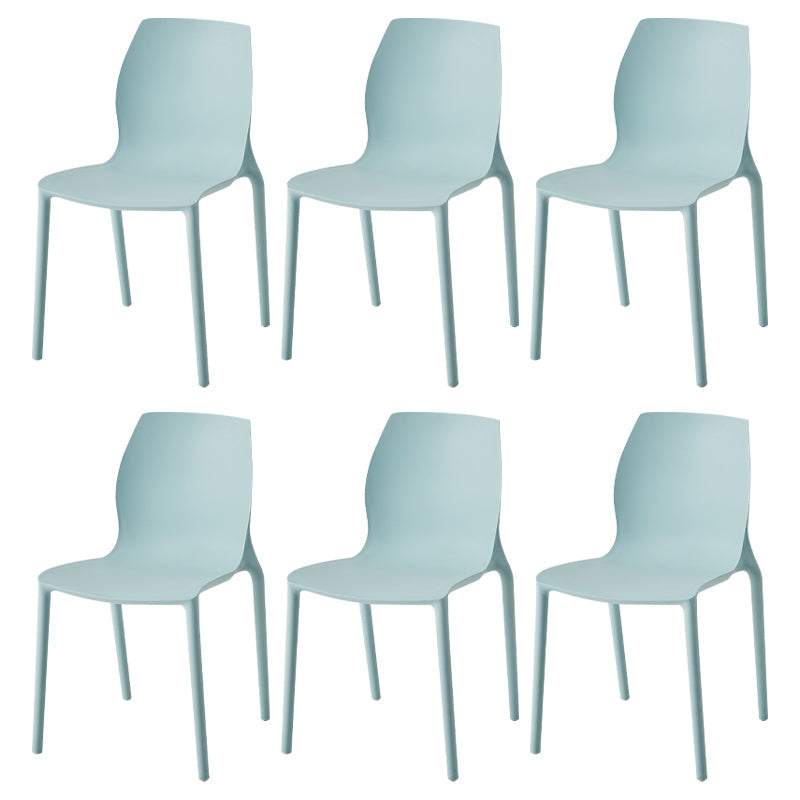 Stackable Plastic Dining Side Chair Scandinavian Solid Back Armless Dining Chairs Blue 6 Piece Set Clearhalo ' kitchen&dining_furn' 'Dining Chairs' 'Dining Tables & Seating' 'dining_chair' 'furn' 'furn_dining_chair' 'Furniture' 'furniture_dining_chair' 'Kitchen & Dining Furniture' 'kitchen' 3968370