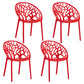 Scandinavian Armless Dining Chairs Plastic Stackable Dining Side Chairs (Set of 4) Red Clearhalo ' kitchen&dining_furn' 'Dining Chairs' 'Dining Tables & Seating' 'dining_chair' 'furn' 'furn_dining_chair' 'Furniture' 'furniture_dining_chair' 'Kitchen & Dining Furniture' 'kitchen' 3968380
