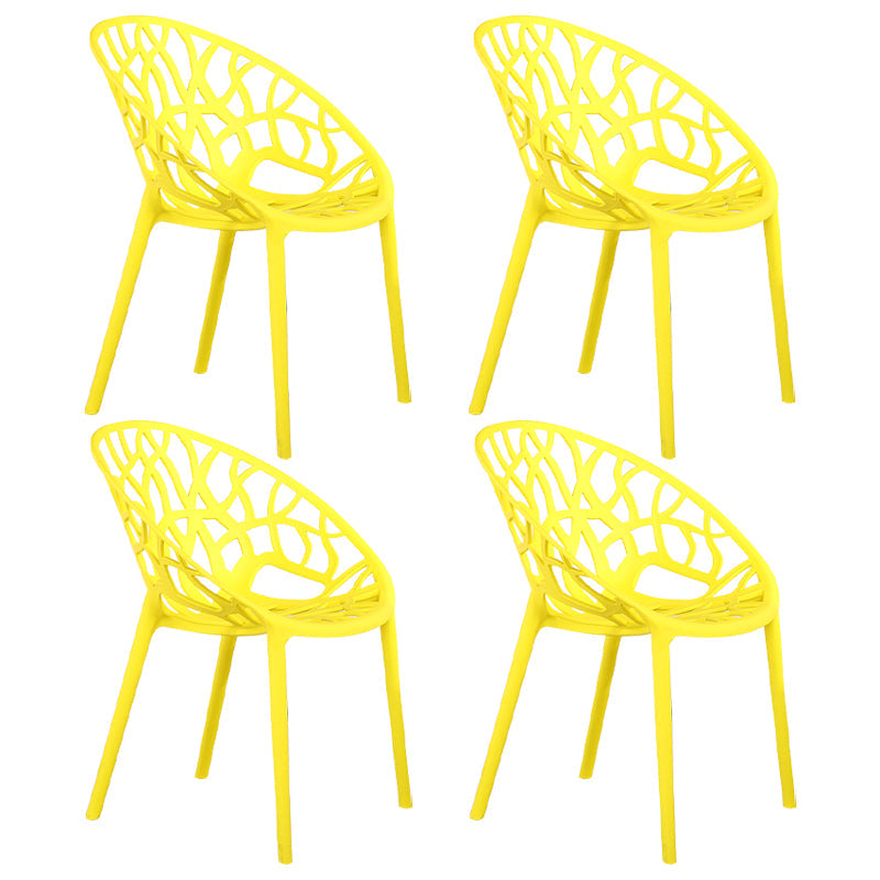 Scandinavian Armless Dining Chairs Plastic Stackable Dining Side Chairs (Set of 4) Yellow Clearhalo ' kitchen&dining_furn' 'Dining Chairs' 'Dining Tables & Seating' 'dining_chair' 'furn' 'furn_dining_chair' 'Furniture' 'furniture_dining_chair' 'Kitchen & Dining Furniture' 'kitchen' 3968383