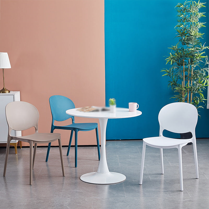 Open Back Armless Dining Chairs Plastic Stackable Dining Side Chairs (Set of 4) Clearhalo ' kitchen&dining_furn' 'Dining Chairs' 'Dining Tables & Seating' 'dining_chair' 'furn' 'furn_dining_chair' 'Furniture' 'furniture_dining_chair' 'Kitchen & Dining Furniture' 'kitchen' 3968399