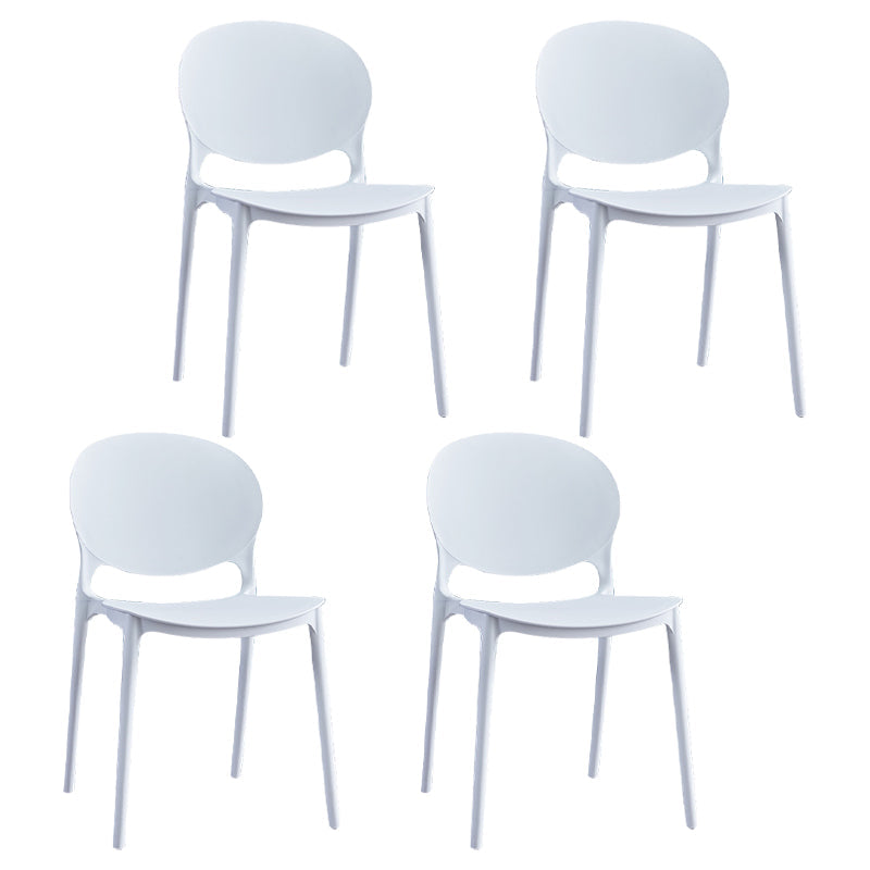 Open Back Armless Dining Chairs Plastic Stackable Dining Side Chairs (Set of 4) White Clearhalo ' kitchen&dining_furn' 'Dining Chairs' 'Dining Tables & Seating' 'dining_chair' 'furn' 'furn_dining_chair' 'Furniture' 'furniture_dining_chair' 'Kitchen & Dining Furniture' 'kitchen' 3968400
