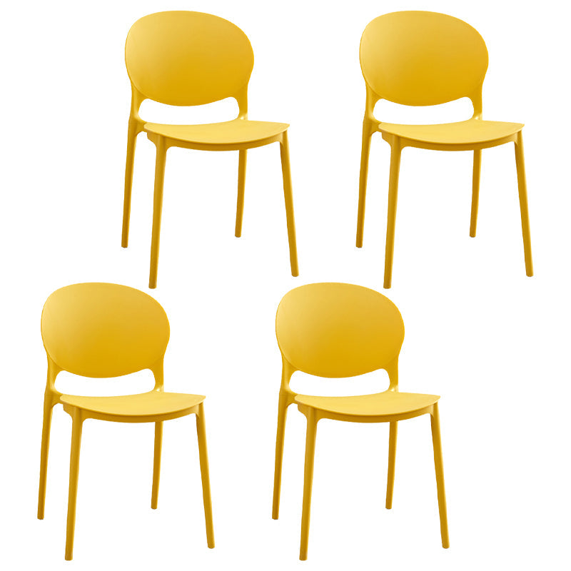 Open Back Armless Dining Chairs Plastic Stackable Dining Side Chairs (Set of 4) Yellow Clearhalo ' kitchen&dining_furn' 'Dining Chairs' 'Dining Tables & Seating' 'dining_chair' 'furn' 'furn_dining_chair' 'Furniture' 'furniture_dining_chair' 'Kitchen & Dining Furniture' 'kitchen' 3968405