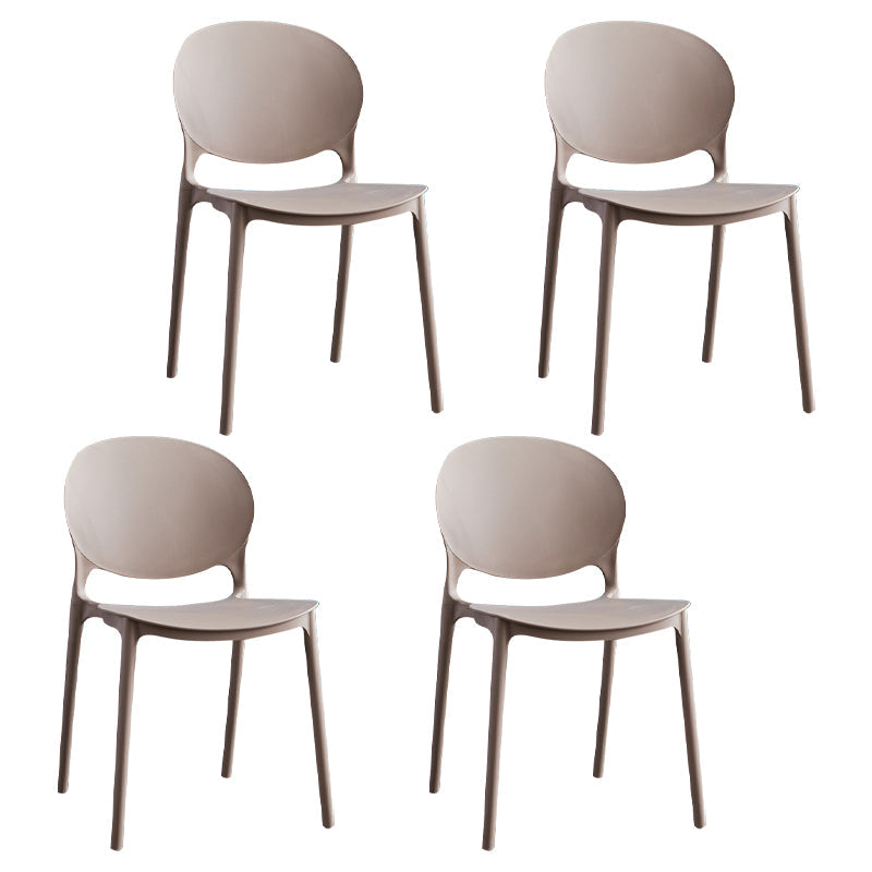 Open Back Armless Dining Chairs Plastic Stackable Dining Side Chairs (Set of 4) Khaki Clearhalo ' kitchen&dining_furn' 'Dining Chairs' 'Dining Tables & Seating' 'dining_chair' 'furn' 'furn_dining_chair' 'Furniture' 'furniture_dining_chair' 'Kitchen & Dining Furniture' 'kitchen' 3968406