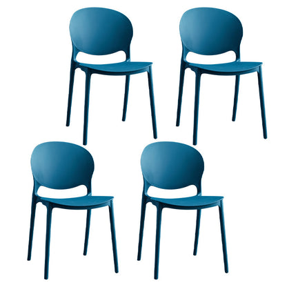 Open Back Armless Dining Chairs Plastic Stackable Dining Side Chairs (Set of 4) Dark Blue Clearhalo ' kitchen&dining_furn' 'Dining Chairs' 'Dining Tables & Seating' 'dining_chair' 'furn' 'furn_dining_chair' 'Furniture' 'furniture_dining_chair' 'Kitchen & Dining Furniture' 'kitchen' 3968411