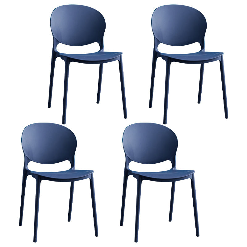 Open Back Armless Dining Chairs Plastic Stackable Dining Side Chairs (Set of 4) Gray Blue Clearhalo ' kitchen&dining_furn' 'Dining Chairs' 'Dining Tables & Seating' 'dining_chair' 'furn' 'furn_dining_chair' 'Furniture' 'furniture_dining_chair' 'Kitchen & Dining Furniture' 'kitchen' 3968413