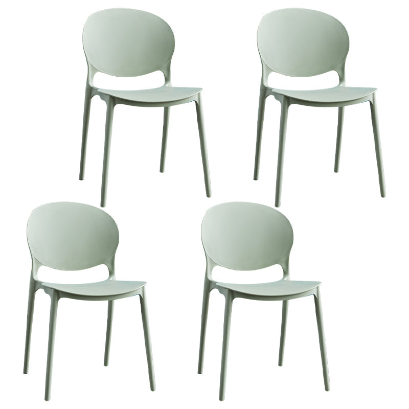 Open Back Armless Dining Chairs Plastic Stackable Dining Side Chairs (Set of 4) Mint Green Clearhalo ' kitchen&dining_furn' 'Dining Chairs' 'Dining Tables & Seating' 'dining_chair' 'furn' 'furn_dining_chair' 'Furniture' 'furniture_dining_chair' 'Kitchen & Dining Furniture' 'kitchen' 3968414