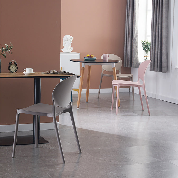Open Back Armless Dining Chairs Plastic Stackable Dining Side Chairs (Set of 4) Clearhalo ' kitchen&dining_furn' 'Dining Chairs' 'Dining Tables & Seating' 'dining_chair' 'furn' 'furn_dining_chair' 'Furniture' 'furniture_dining_chair' 'Kitchen & Dining Furniture' 'kitchen' 3968415