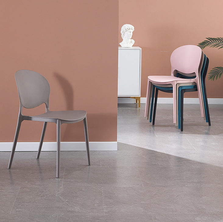 Open Back Armless Dining Chairs Plastic Stackable Dining Side Chairs (Set of 4) Clearhalo ' kitchen&dining_furn' 'Dining Chairs' 'Dining Tables & Seating' 'dining_chair' 'furn' 'furn_dining_chair' 'Furniture' 'furniture_dining_chair' 'Kitchen & Dining Furniture' 'kitchen' 3968416