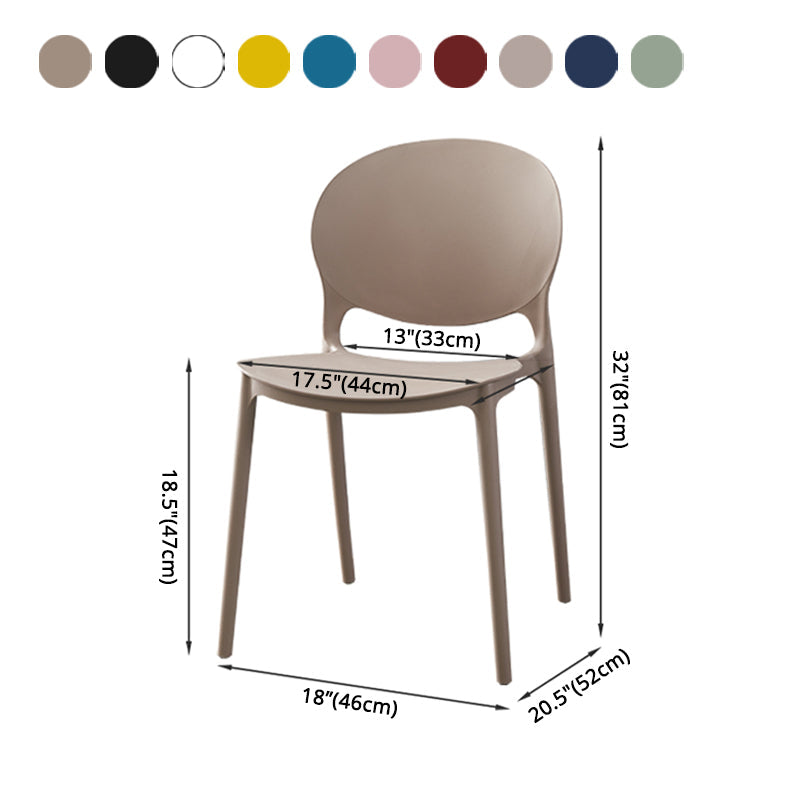 Open Back Armless Dining Chairs Plastic Stackable Dining Side Chairs (Set of 4) Clearhalo ' kitchen&dining_furn' 'Dining Chairs' 'Dining Tables & Seating' 'dining_chair' 'furn' 'furn_dining_chair' 'Furniture' 'furniture_dining_chair' 'Kitchen & Dining Furniture' 'kitchen' 3968417