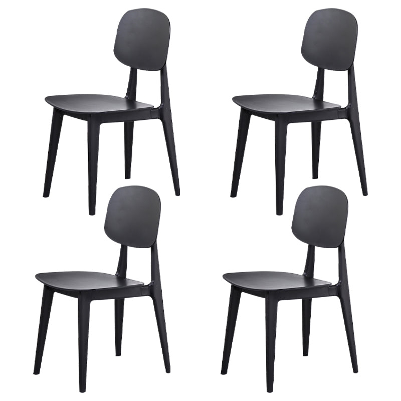 Open Back Armless Dining Chairs Scandinavian Plastic Dining Side Chair (Set of 4) Black Clearhalo ' kitchen&dining_furn' 'Dining Chairs' 'Dining Tables & Seating' 'dining_chair' 'furn' 'furn_dining_chair' 'Furniture' 'furniture_dining_chair' 'Kitchen & Dining Furniture' 'kitchen' 3968419