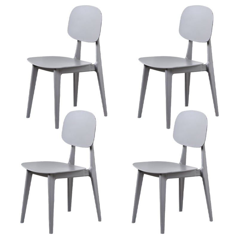 Open Back Armless Dining Chairs Scandinavian Plastic Dining Side Chair (Set of 4) Grey Clearhalo ' kitchen&dining_furn' 'Dining Chairs' 'Dining Tables & Seating' 'dining_chair' 'furn' 'furn_dining_chair' 'Furniture' 'furniture_dining_chair' 'Kitchen & Dining Furniture' 'kitchen' 3968420