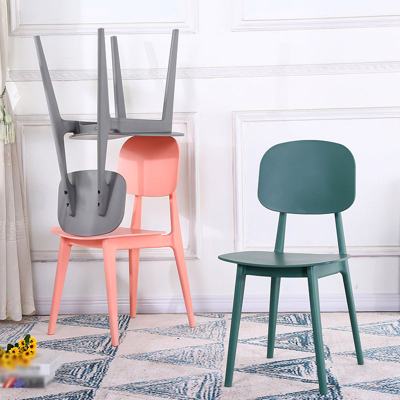 Open Back Armless Dining Chairs Scandinavian Plastic Dining Side Chair (Set of 4) Clearhalo ' kitchen&dining_furn' 'Dining Chairs' 'Dining Tables & Seating' 'dining_chair' 'furn' 'furn_dining_chair' 'Furniture' 'furniture_dining_chair' 'Kitchen & Dining Furniture' 'kitchen' 3968422