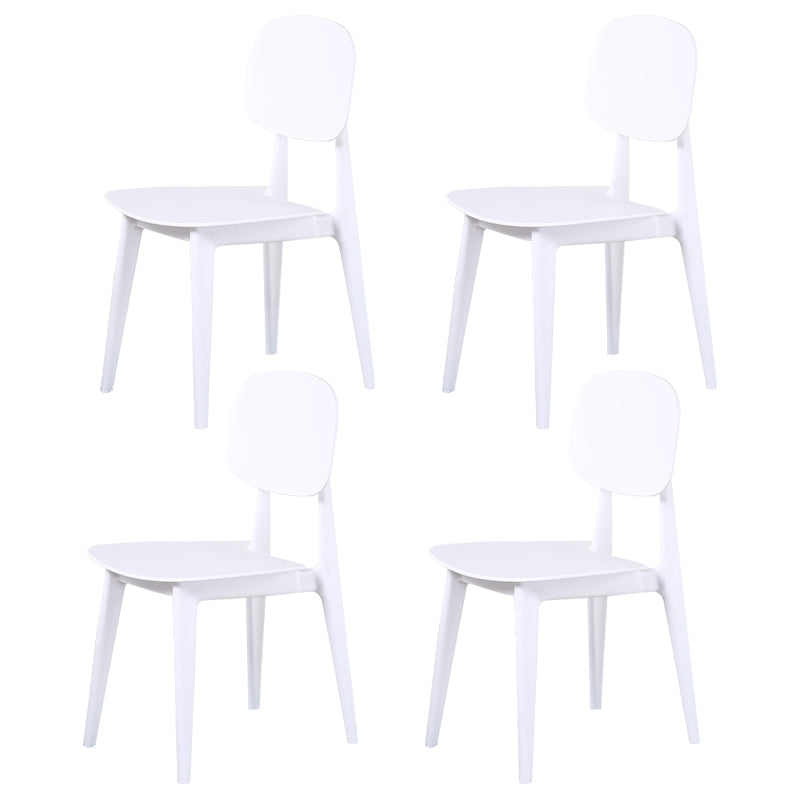 Open Back Armless Dining Chairs Scandinavian Plastic Dining Side Chair (Set of 4) White Clearhalo ' kitchen&dining_furn' 'Dining Chairs' 'Dining Tables & Seating' 'dining_chair' 'furn' 'furn_dining_chair' 'Furniture' 'furniture_dining_chair' 'Kitchen & Dining Furniture' 'kitchen' 3968423