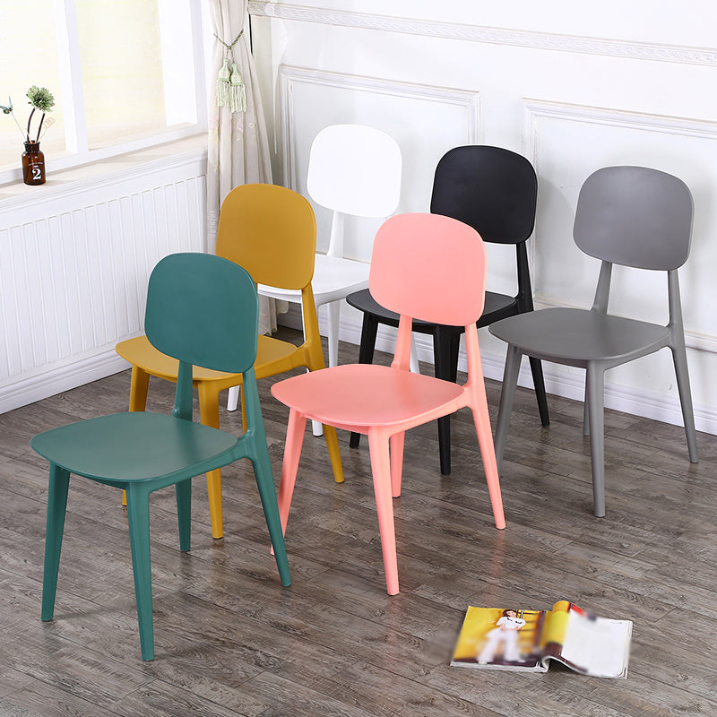 Open Back Armless Dining Chairs Scandinavian Plastic Dining Side Chair (Set of 4) Clearhalo ' kitchen&dining_furn' 'Dining Chairs' 'Dining Tables & Seating' 'dining_chair' 'furn' 'furn_dining_chair' 'Furniture' 'furniture_dining_chair' 'Kitchen & Dining Furniture' 'kitchen' 3968425