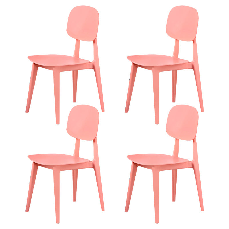 Open Back Armless Dining Chairs Scandinavian Plastic Dining Side Chair (Set of 4) Pink Clearhalo ' kitchen&dining_furn' 'Dining Chairs' 'Dining Tables & Seating' 'dining_chair' 'furn' 'furn_dining_chair' 'Furniture' 'furniture_dining_chair' 'Kitchen & Dining Furniture' 'kitchen' 3968426