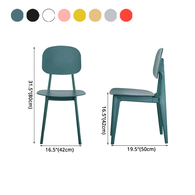 Open Back Armless Dining Chairs Scandinavian Plastic Dining Side Chair (Set of 4) Clearhalo ' kitchen&dining_furn' 'Dining Chairs' 'Dining Tables & Seating' 'dining_chair' 'furn' 'furn_dining_chair' 'Furniture' 'furniture_dining_chair' 'Kitchen & Dining Furniture' 'kitchen' 3968435