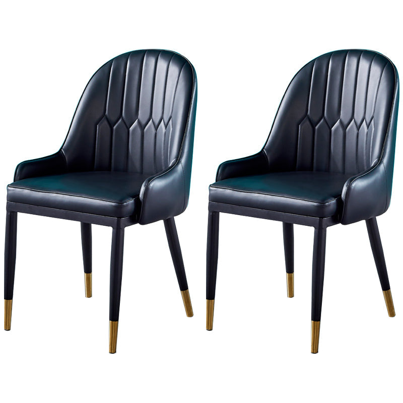 Glam Metal Dining Room Chairs Upholstered Fabric Faux Leather Armchairs Black 2 Piece Set Clearhalo ' kitchen&dining_furn' 'Dining Chairs' 'Dining Tables & Seating' 'dining_chair' 'furn' 'furn_dining_chair' 'Furniture' 'furniture_dining_chair' 'Kitchen & Dining Furniture' 'kitchen' 3968438