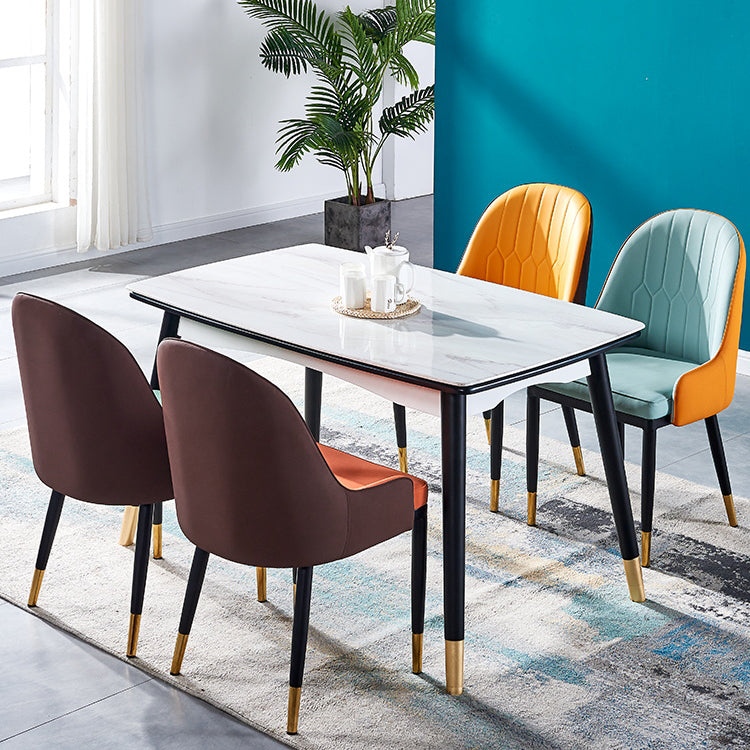 Glam Metal Dining Room Chairs Upholstered Fabric Faux Leather Armchairs Clearhalo ' kitchen&dining_furn' 'Dining Chairs' 'Dining Tables & Seating' 'dining_chair' 'furn' 'furn_dining_chair' 'Furniture' 'furniture_dining_chair' 'Kitchen & Dining Furniture' 'kitchen' 3968440